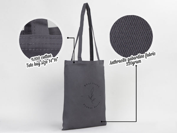 Custom Gray Cotton Tote Bag 14"x16" – Eco - Friendly Personalized Logo, Gift & Promotional Bag - Pamusan.com