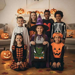 Custom Halloween Tote Bags – Personalized Black Cotton Trick - or - Treat 12 Designs - Pamusan.com