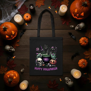 Custom Halloween Tote Bags – Personalized Black Cotton Trick - or - Treat 12 Designs - Pamusan.com