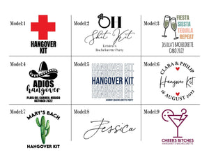 Custom Hangover Kits with Your Name & 27 Designs - Bachelorette Party 6"W x 8"H (15.5 cm x 20 cm) Recovery Bags, Survival Kits - Pamusan.com