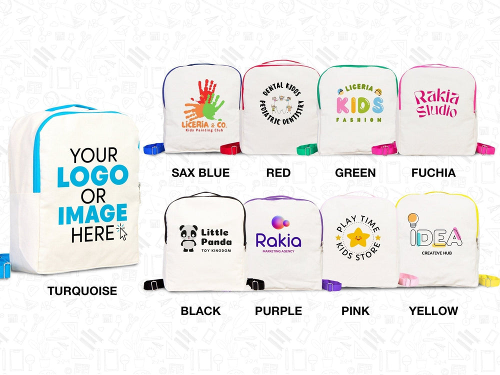 Custom Kids Canvas Backpack - 10"W x 13"H x 4"L (25 x 32 x 10 cm) Personalized School Bag for Boys and Girls | Child's Name - Pamusan.com