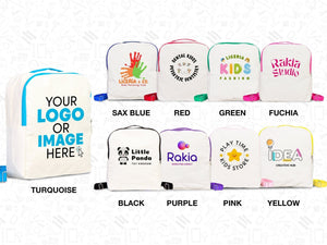 Custom Kids Canvas Backpack - 10"W x 13"H x 4"L (25 x 32 x 10 cm) Personalized School Bag for Boys and Girls | Child's Name - Pamusan.com