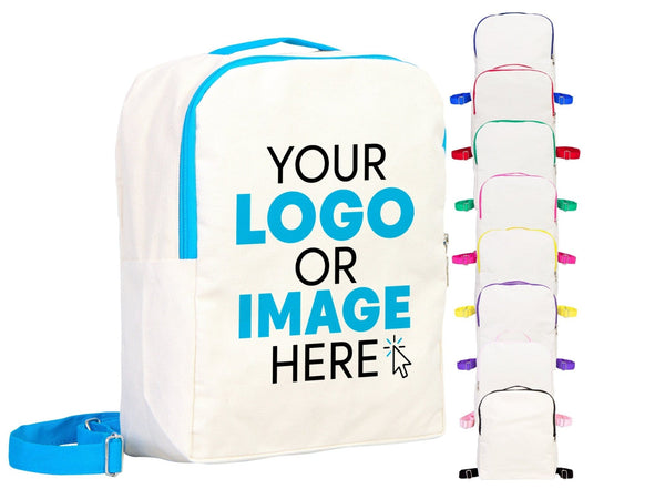 Custom Kids Canvas Backpack - 10"W x 13"H x 4"L (25 x 32 x 10 cm) Personalized School Bag for Boys and Girls | Child's Name - Pamusan.com