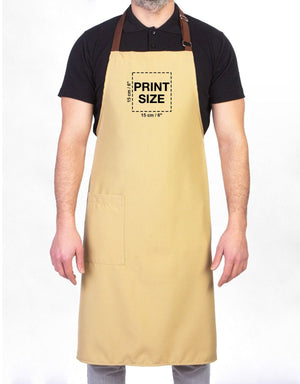 Custom Kitchen Apron with Logo – Beige & Light Brown Adjustable Chef Apron with Pocket, 175 g/m² Poly-Viscose - Pamusan.com