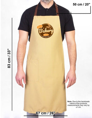 Custom Kitchen Apron with Logo – Beige & Light Brown Adjustable Chef Apron with Pocket, 175 g/m² Poly-Viscose - Pamusan.com