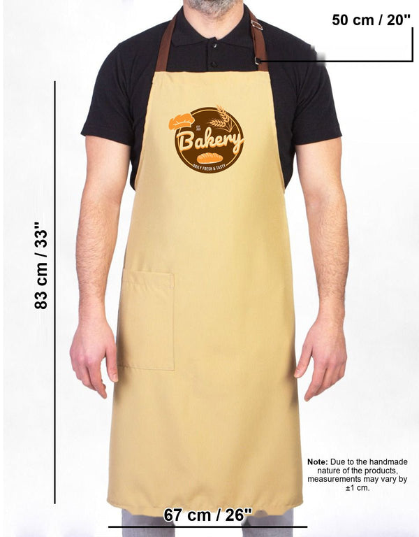 Custom Kitchen Apron with Logo – Beige & Light Brown Adjustable Chef Apron with Pocket, 175 g/m² Poly-Viscose - Pamusan.com