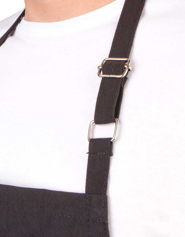 Custom Kitchen Apron with Logo – Black Adjustable Chef Apron with Pocket, 175 g/m² Poly-Viscose - Pamusan.com