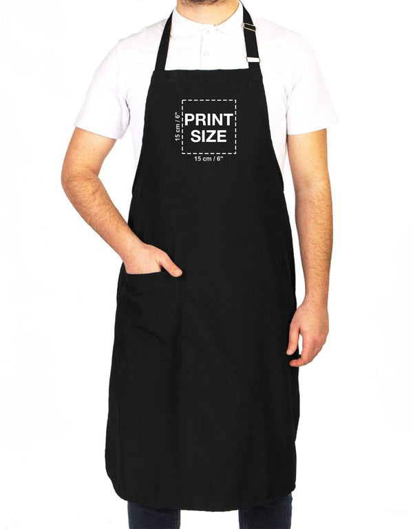 Custom Kitchen Apron with Logo – Black Adjustable Chef Apron with Pocket, 175 g/m² Poly-Viscose - Pamusan.com