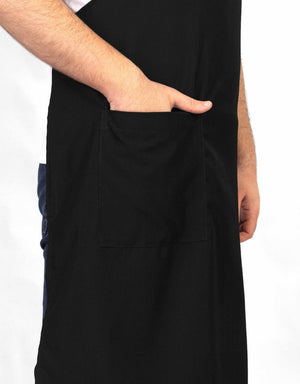 Custom Kitchen Apron with Logo – Black Adjustable Chef Apron with Pocket, 175 g/m² Poly-Viscose - Pamusan.com