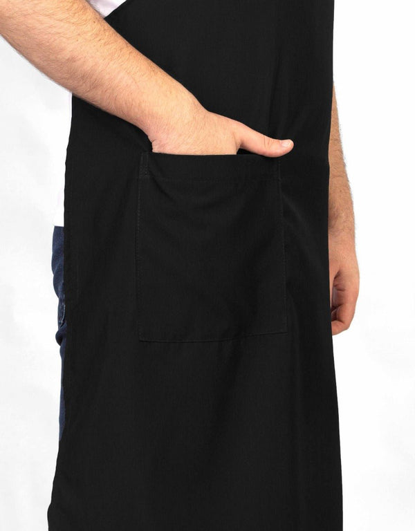 Custom Kitchen Apron with Logo – Black Adjustable Chef Apron with Pocket, 175 g/m² Poly-Viscose - Pamusan.com