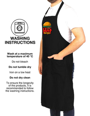 Custom Kitchen Apron with Logo – Black Adjustable Chef Apron with Pocket, 175 g/m² Poly-Viscose - Pamusan.com
