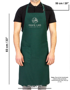 Custom Kitchen Apron with Logo – Green Adjustable Chef Apron with Pocket, 175 g/m² Poly-Viscose - Pamusan.com