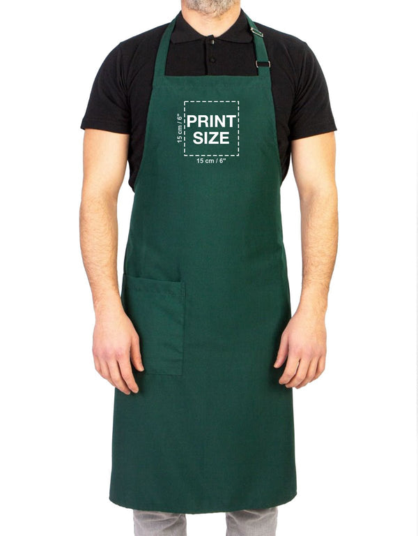 Custom Kitchen Apron with Logo – Green Adjustable Chef Apron with Pocket, 175 g/m² Poly-Viscose - Pamusan.com