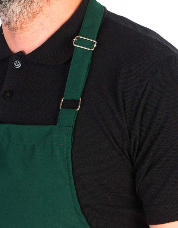 Custom Kitchen Apron with Logo – Green Adjustable Chef Apron with Pocket, 175 g/m² Poly-Viscose - Pamusan.com