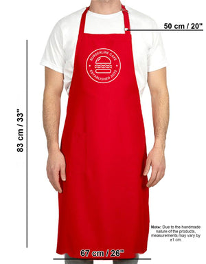 Custom Kitchen Apron with Logo – Red Adjustable Chef Apron with Pocket, 175 g/m² Poly-Viscose - Pamusan.com