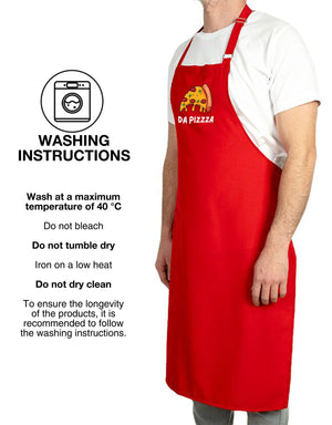Custom Kitchen Apron with Logo – Red Adjustable Chef Apron with Pocket, 175 g/m² Poly-Viscose - Pamusan.com