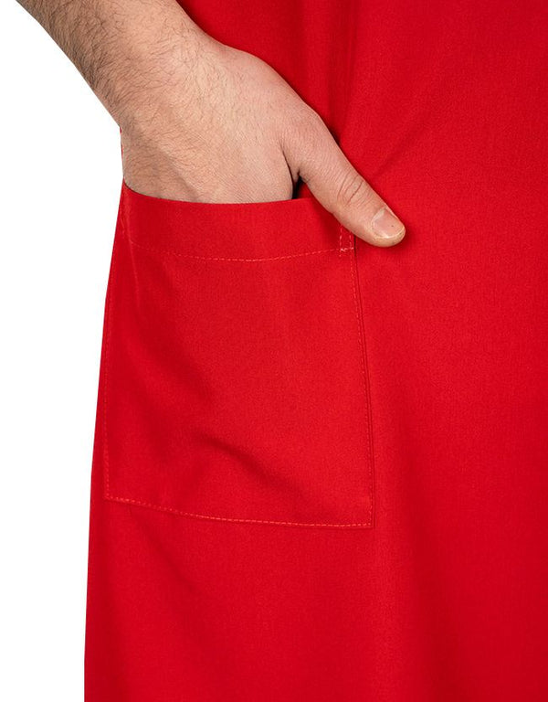 Custom Kitchen Apron with Logo – Red Adjustable Chef Apron with Pocket, 175 g/m² Poly-Viscose - Pamusan.com