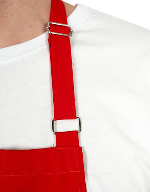 Custom Kitchen Apron with Logo – Red Adjustable Chef Apron with Pocket, 175 g/m² Poly-Viscose - Pamusan.com