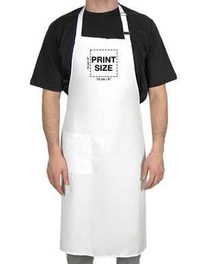 Custom Kitchen Apron with Logo – White Adjustable Chef Apron with Pocket, 175 g/m² Poly-Viscose - Pamusan.com