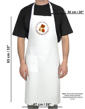 Custom Kitchen Apron with Logo – White Adjustable Chef Apron with Pocket, 175 g/m² Poly-Viscose - Pamusan.com
