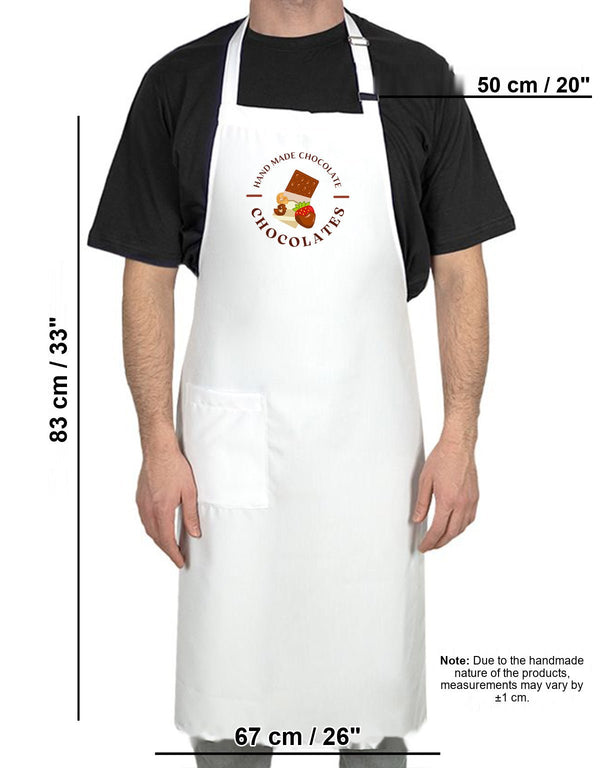 Custom Kitchen Apron with Logo – White Adjustable Chef Apron with Pocket, 175 g/m² Poly-Viscose - Pamusan.com