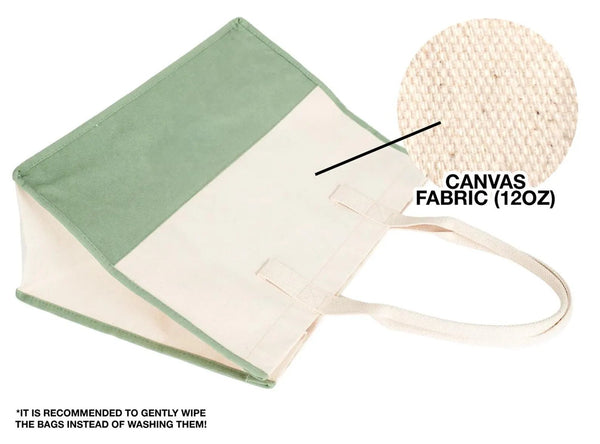 Custom Large Canvas Tote Bag – Mint Green Shopping, Beach & Travel Bag with Pocket for Hotels, Spas, Events - Pamusan.com