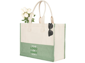Custom Large Canvas Tote Bag – Mint Green Shopping, Beach & Travel Bag with Pocket for Hotels, Spas, Events - Pamusan.com