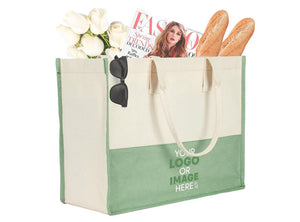 Custom Large Canvas Tote Bag – Mint Green Shopping, Beach & Travel Bag with Pocket for Hotels, Spas, Events - Pamusan.com