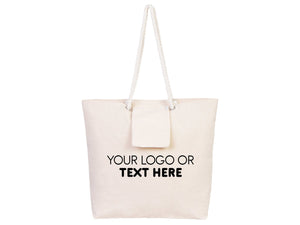 Custom Large Canvas Tote Bag with Logo & Zippered Pocket – 19"x16"x4" - Pamusan.com