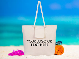 Custom Large Canvas Tote Bag with Logo & Zippered Pocket – 19"x16"x4" - Pamusan.com