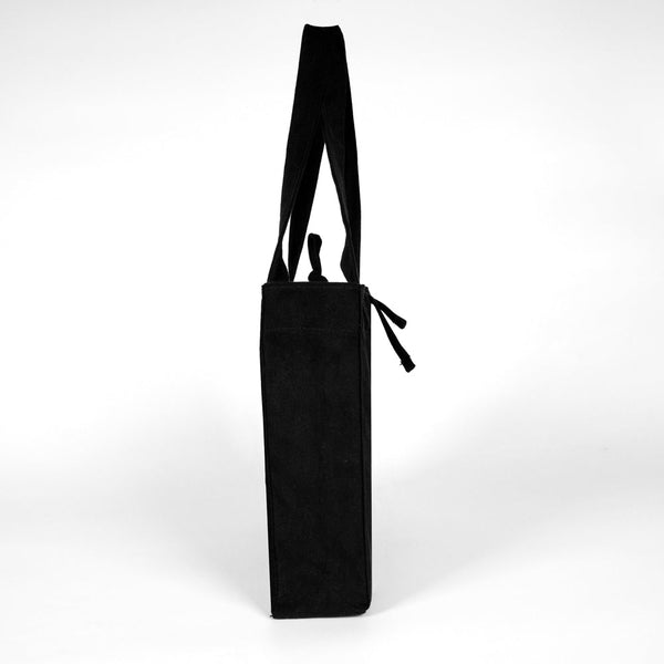 Custom Logo Black Shopping Tote Bags – 14" × 12" × 4" (35 × 30 × 10 cm) – 10 oz - Pamusan.com