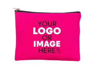 Custom Logo Fuchsia Clutch Bag – 8"x6" Personalized Makeup & Cosmetic Bag - Pamusan.com