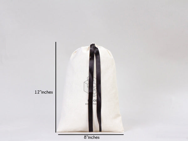 Custom Logo Printed Cotton Bags, 8"W x 12"H (20 x 30 cm) Bridal Gifts, Black Double Drawstring Pouch Bags, Party Favor Bags - Pamusan.com