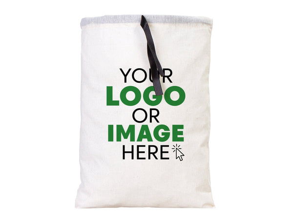 Custom Logo Printed Cotton Bags, 8"W x 12"H (20 x 30 cm) Bridal Gifts, Black Double Drawstring Pouch Bags, Party Favor Bags - Pamusan.com