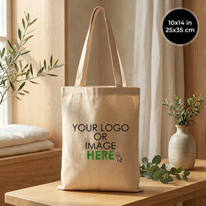 Custom Long Handle Tote Bag 10"x14" With Logo – with logo print, styled – Pamusan.com