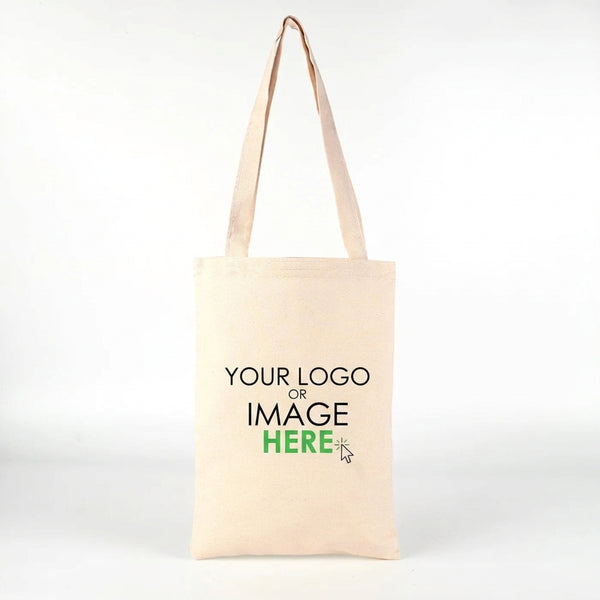 Custom Long Handle Tote Bag 10"x14" With Logo – blank print area mockup – Pamusan.com