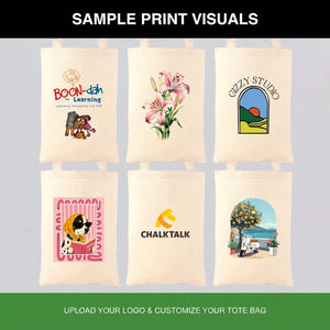 Custom Long Handle Tote Bag 10"x14" With Logo – sample printed designs – Pamusan.com