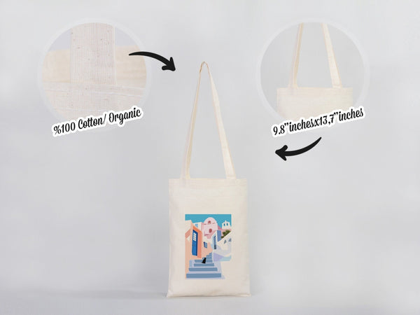Custom Long Handle Tote Bag 10"x14" – Mini Promotional & Shopping Bag - Pamusan.com
