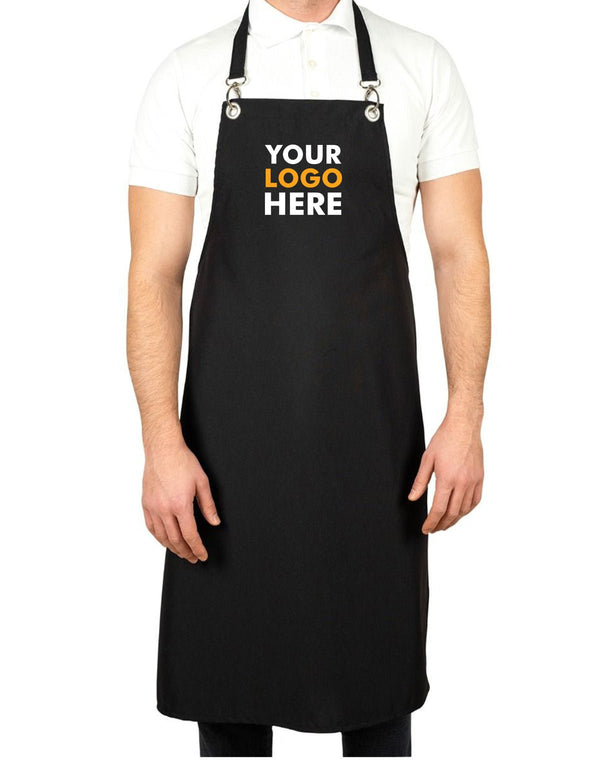 Custom MasterChef Apron with Logo – Black Grommet Chef Apron, 175 g/m² Poly-Viscose - Pamusan.com