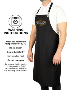 Custom MasterChef Apron with Logo – Black Grommet Chef Apron, 175 g/m² Poly-Viscose - Pamusan.com