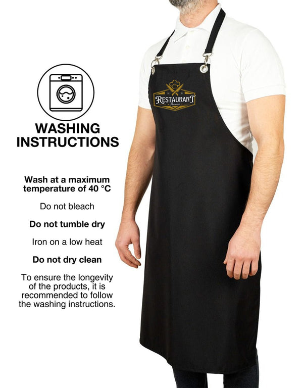 Custom MasterChef Apron with Logo – Black Grommet Chef Apron, 175 g/m² Poly-Viscose - Pamusan.com