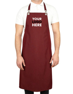 Custom MasterChef Apron with Logo – Burgundy Grommet Chef Apron, 175 g/m² Poly-Viscose - Pamusan.com