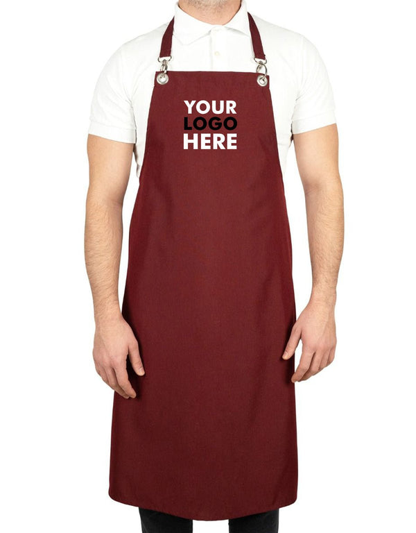 Custom MasterChef Apron with Logo – Burgundy Grommet Chef Apron, 175 g/m² Poly-Viscose - Pamusan.com