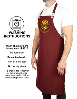 Custom MasterChef Apron with Logo – Burgundy Grommet Chef Apron, 175 g/m² Poly-Viscose - Pamusan.com