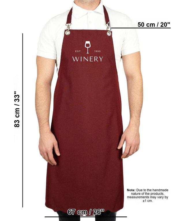 Custom MasterChef Apron with Logo – Burgundy Grommet Chef Apron, 175 g/m² Poly-Viscose - Pamusan.com