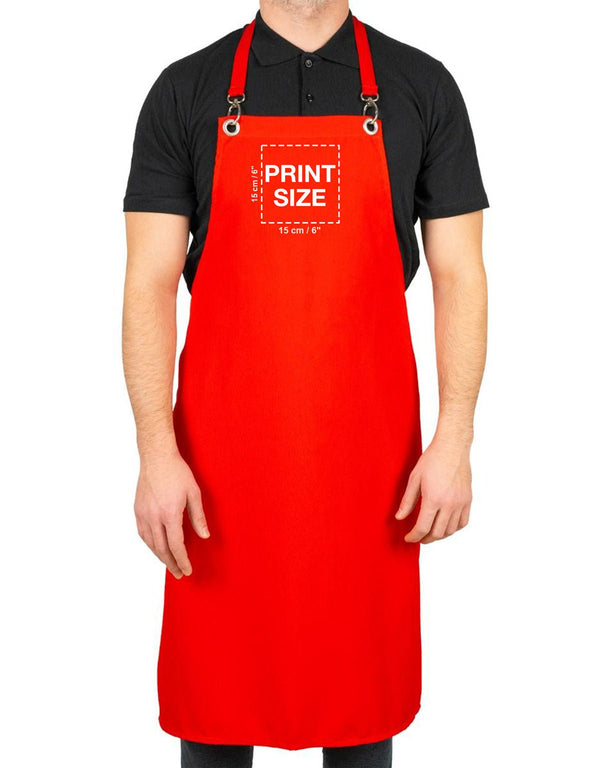 Custom MasterChef Apron with Logo – Red Grommet Chef Apron, 175 g/m² Poly-Viscose - Pamusan.com