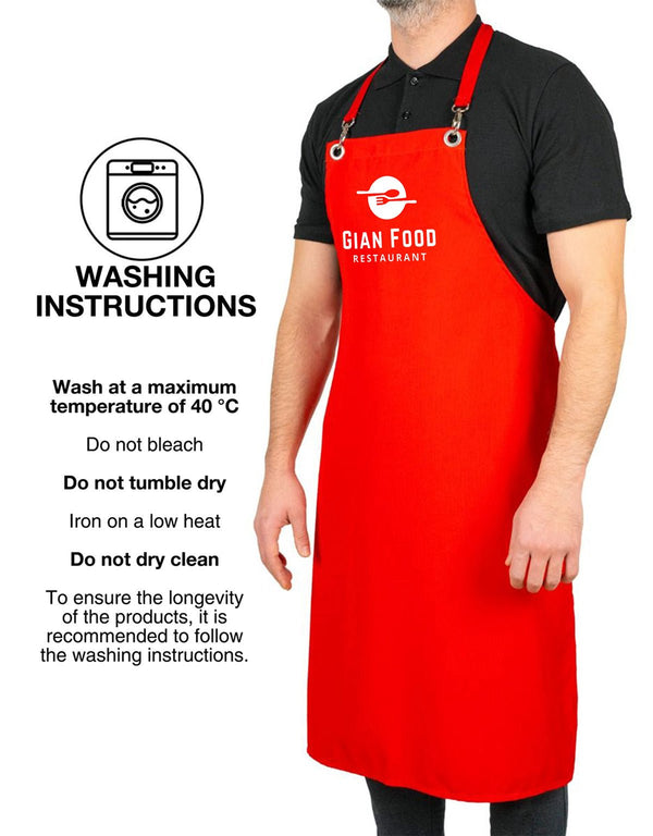 Custom MasterChef Apron with Logo – Red Grommet Chef Apron, 175 g/m² Poly-Viscose - Pamusan.com