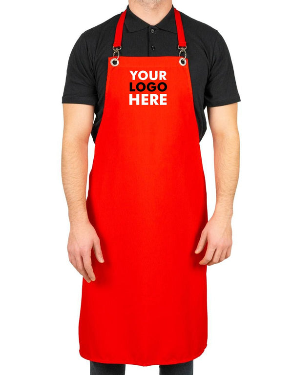 Custom MasterChef Apron with Logo – Red Grommet Chef Apron, 175 g/m² Poly-Viscose - Pamusan.com