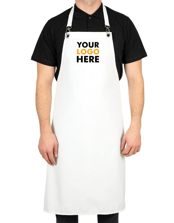 Custom MasterChef Apron with Logo – White Grommet Chef Apron, 175 g/m² Poly-Viscose - Pamusan.com