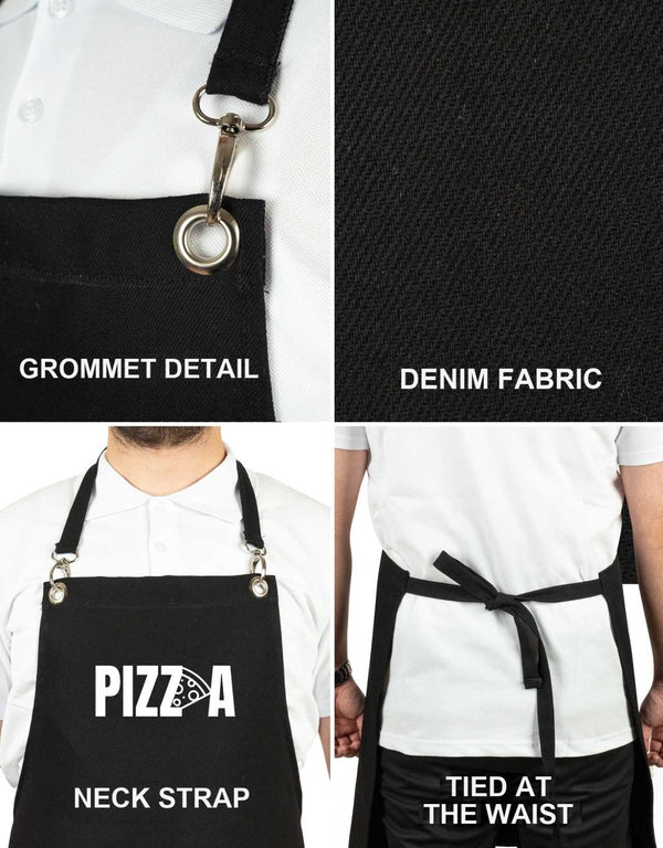 Custom MasterChef Denim Apron with Logo – Black Chef Apron, 400 g/m² Denim - Pamusan.com